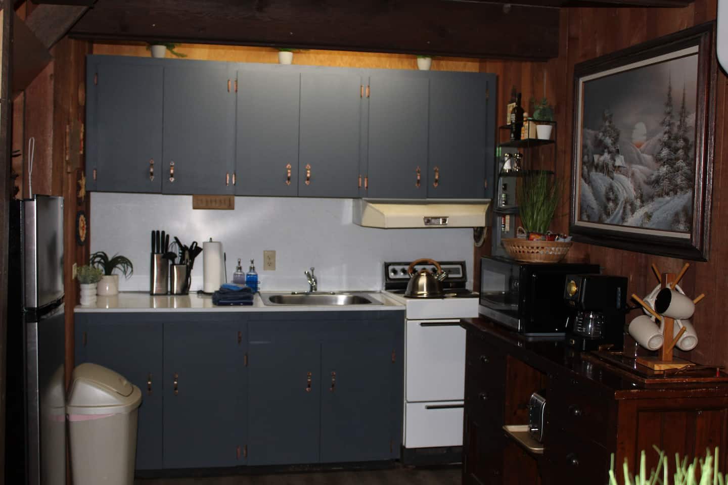 Kitchen with full-size appliances at Tiny Timber